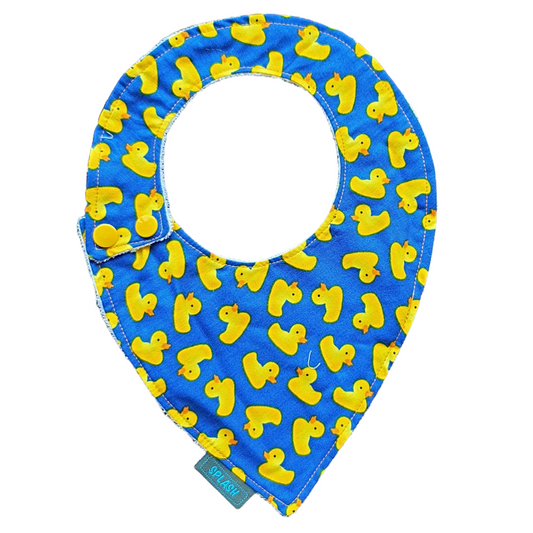 Pointed Side Fastener Bibs (assorted patterns) Bibs Splash Quilting Duck Blue