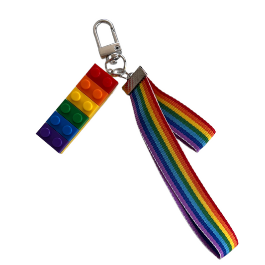 Keyring — Rainbow Ribbon + Lego SPIRIT SPARKPLUGS Rainbow Lego