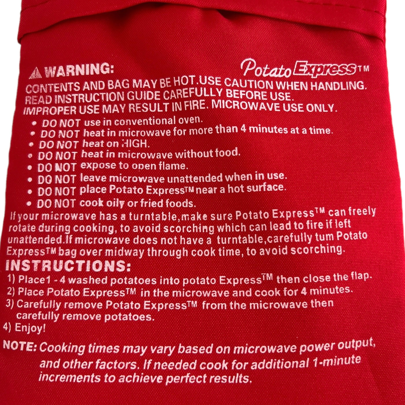 Reusable Microwave Potato Cooking Bag SPIRIT SPARKPLUGS