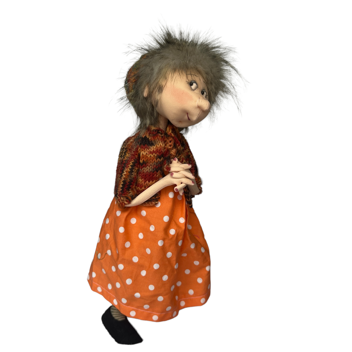 Tina, Sitting Standing Dolls Splash Quilting Large / Orange Spots