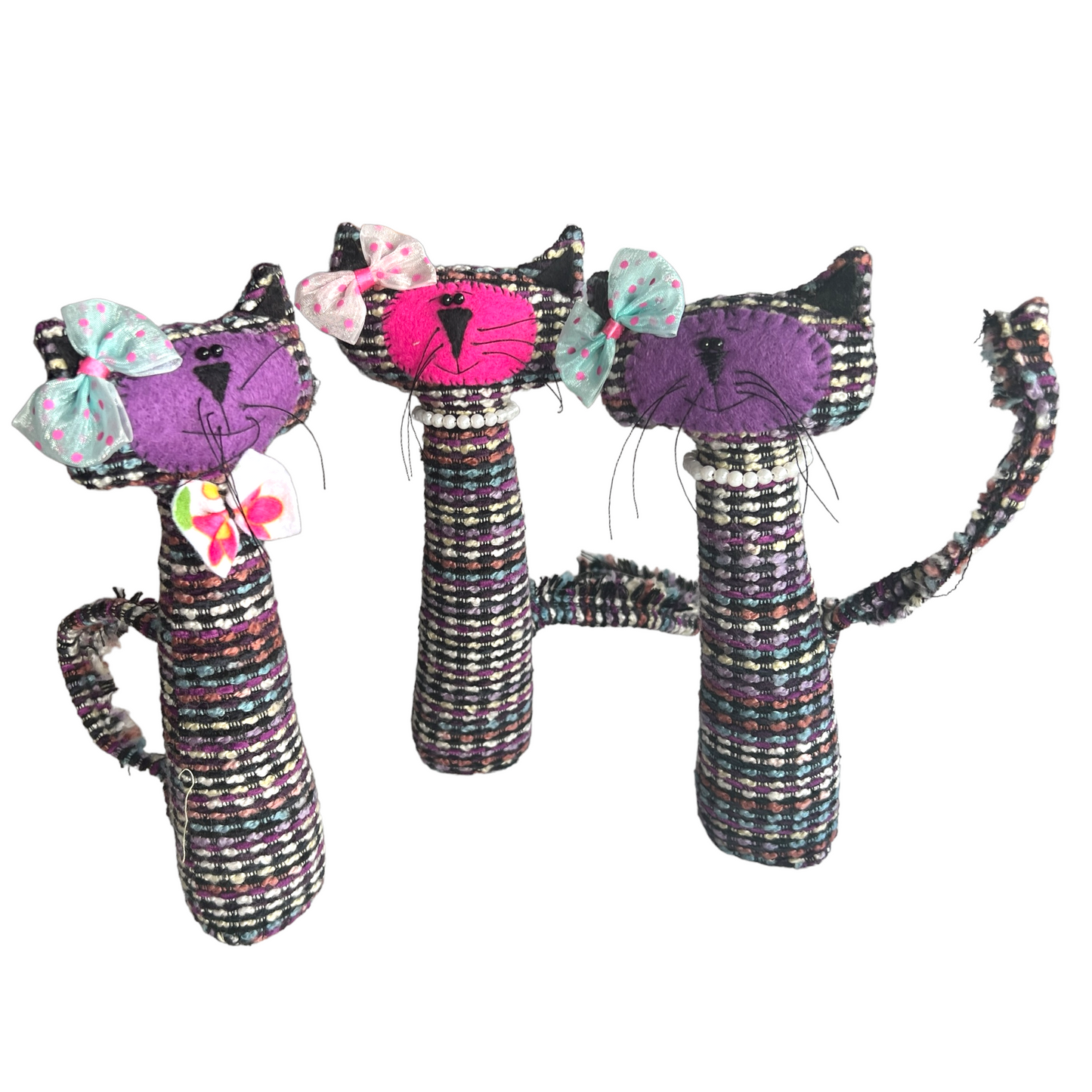 Standing Cats Splash Quilting Purple Tartan