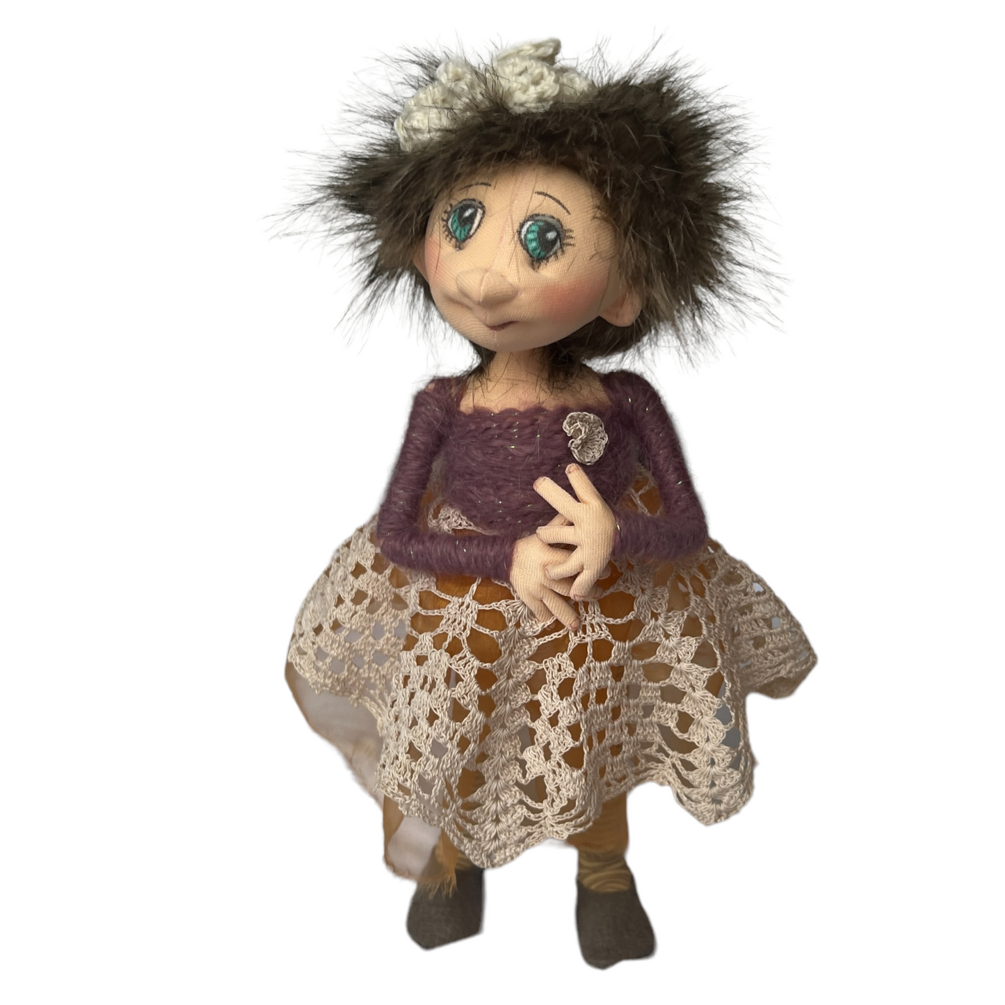 Tina, Sitting Standing Dolls Splash Quilting Medium / Grape Top