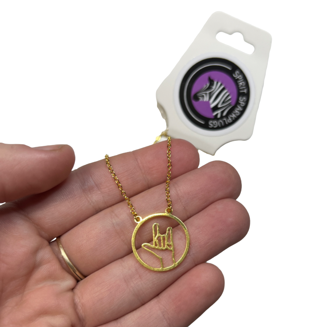 Jewellery — Necklace — Sign Language 'I Love You' SPIRIT SPARKPLUGS Sign Language ‘I Love You’ Necklace