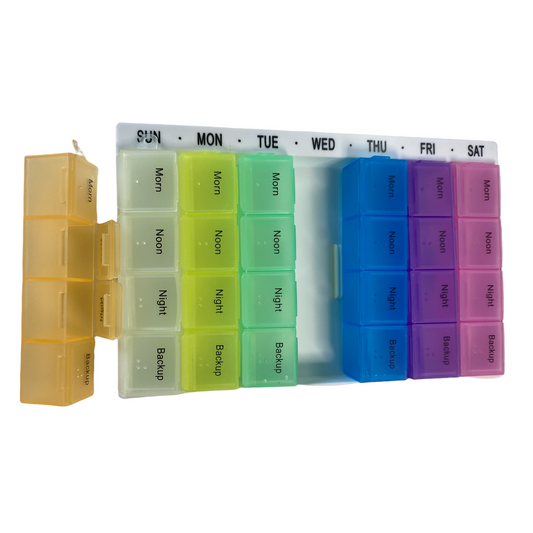 7 Day Pill Box — 4 Doses Daily White case Managing Medications SPIRIT SPARKPLUGS White case