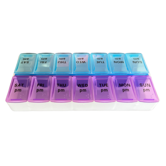 7 Day Pill Box — 2x Blisters Daily - SMALL Managing Medications SPIRIT SPARKPLUGS Small Box