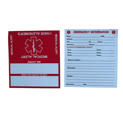 Medical Alert Card — Alzheimers Disease