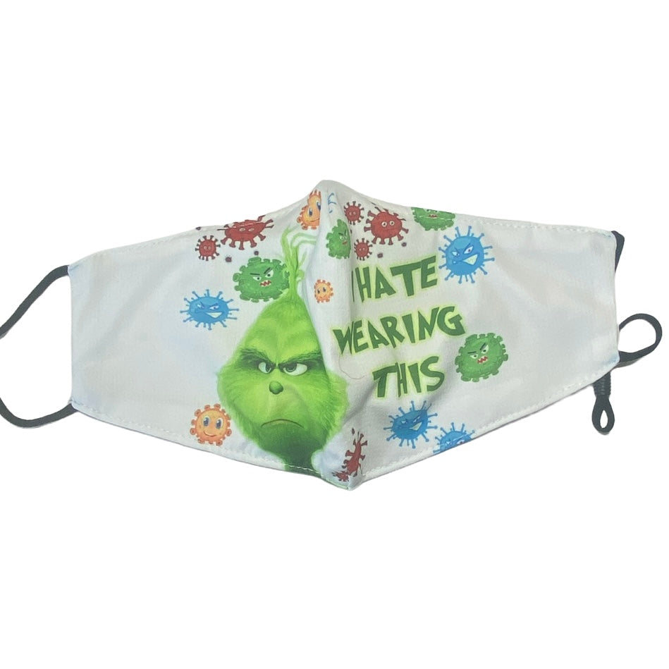 Adult Reusable Fabric Mask — Dr Seuss Masks SPIRIT SPARKPLUGS I Hate Wearing This' Grinch Mask  