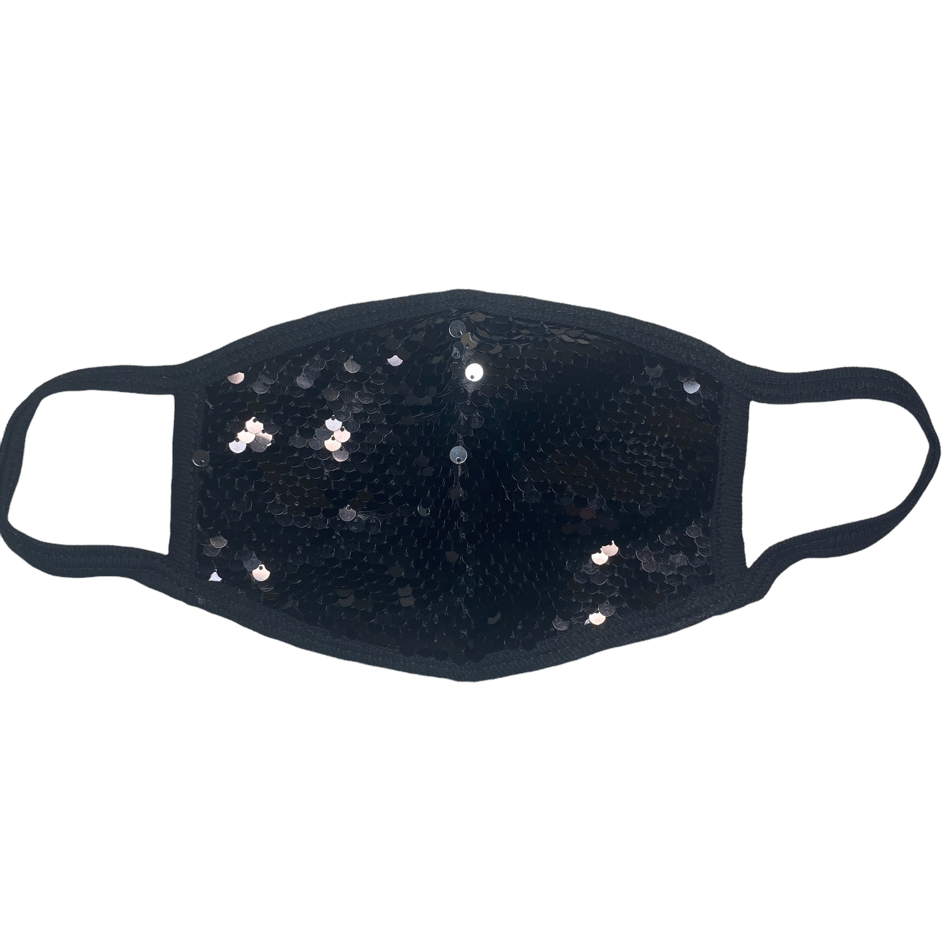 Adult Reusable Fabric Sequin Mask Mask SPIRIT SPARKPLUGS Small Black Sequins  