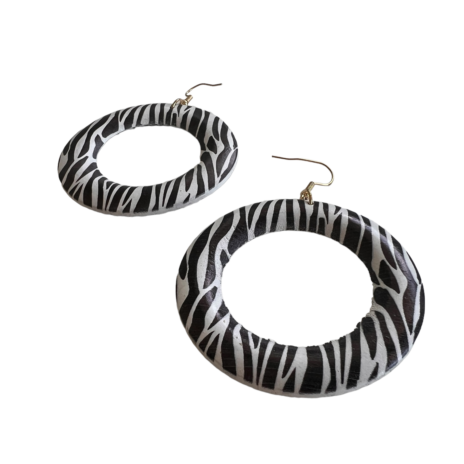 Zebra Hoop Earrings  SPIRIT SPARKPLUGS   