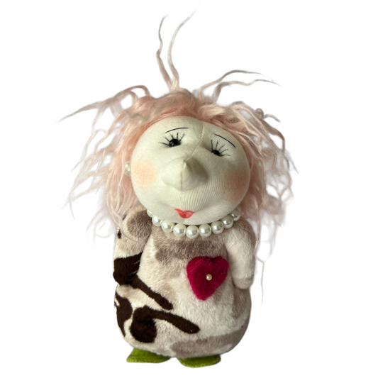 Annie Doll, Paper Weight Doll  Splash Quilting Annie Pink hair 