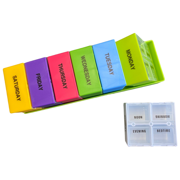 7 Day Pill Box — 4x Day — Square Case